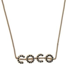 Chanel Coco Chanel Black Rhinestone Spellout Necklace
